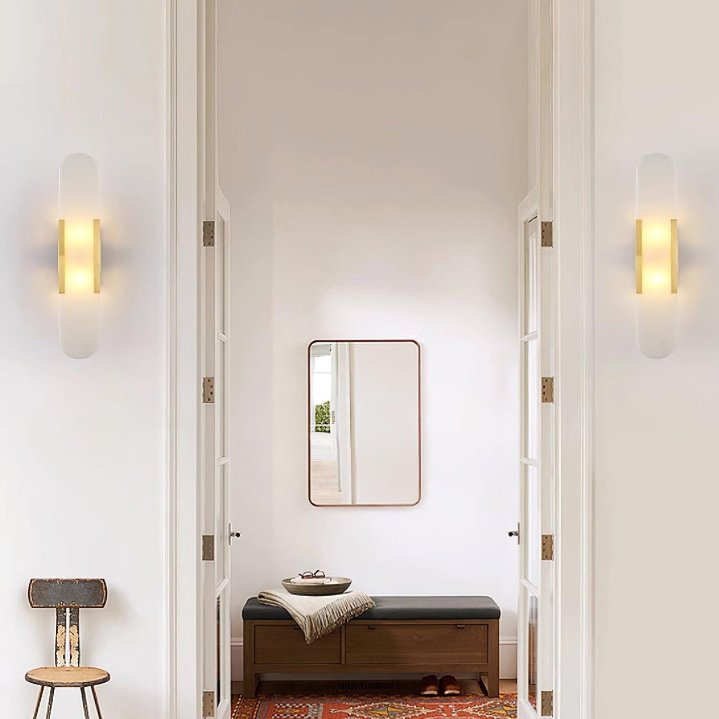 Oblong Alabaster Plug-in Wall Sconce