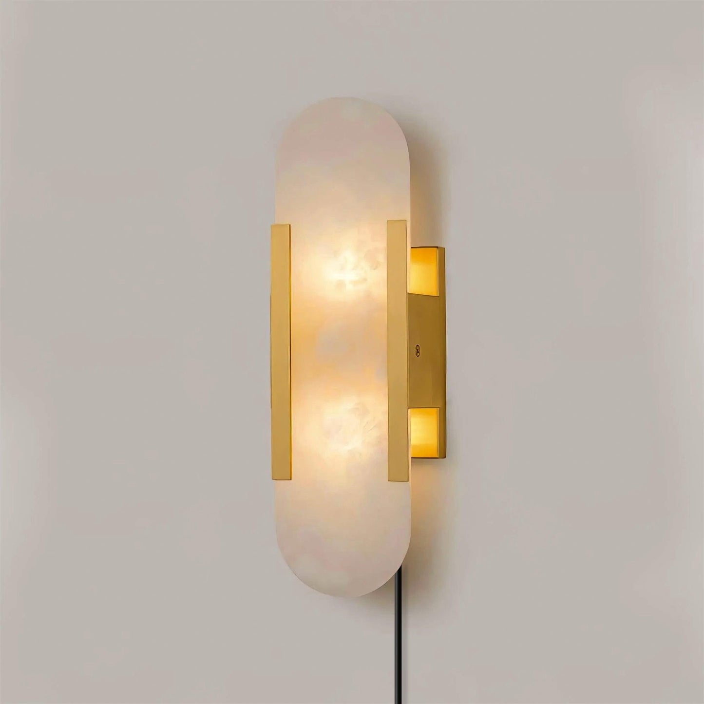 Oblong Alabaster Plug-in Wall Sconce