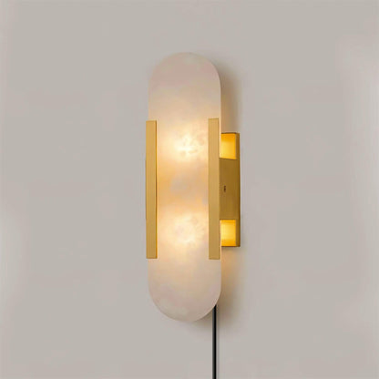 Oblong Alabaster Plug-in Wall Sconce