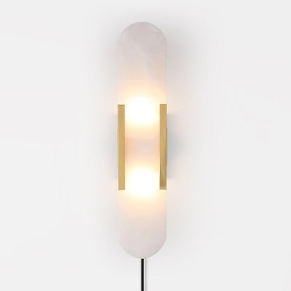 Oblong Alabaster Plug-in Wall Sconce