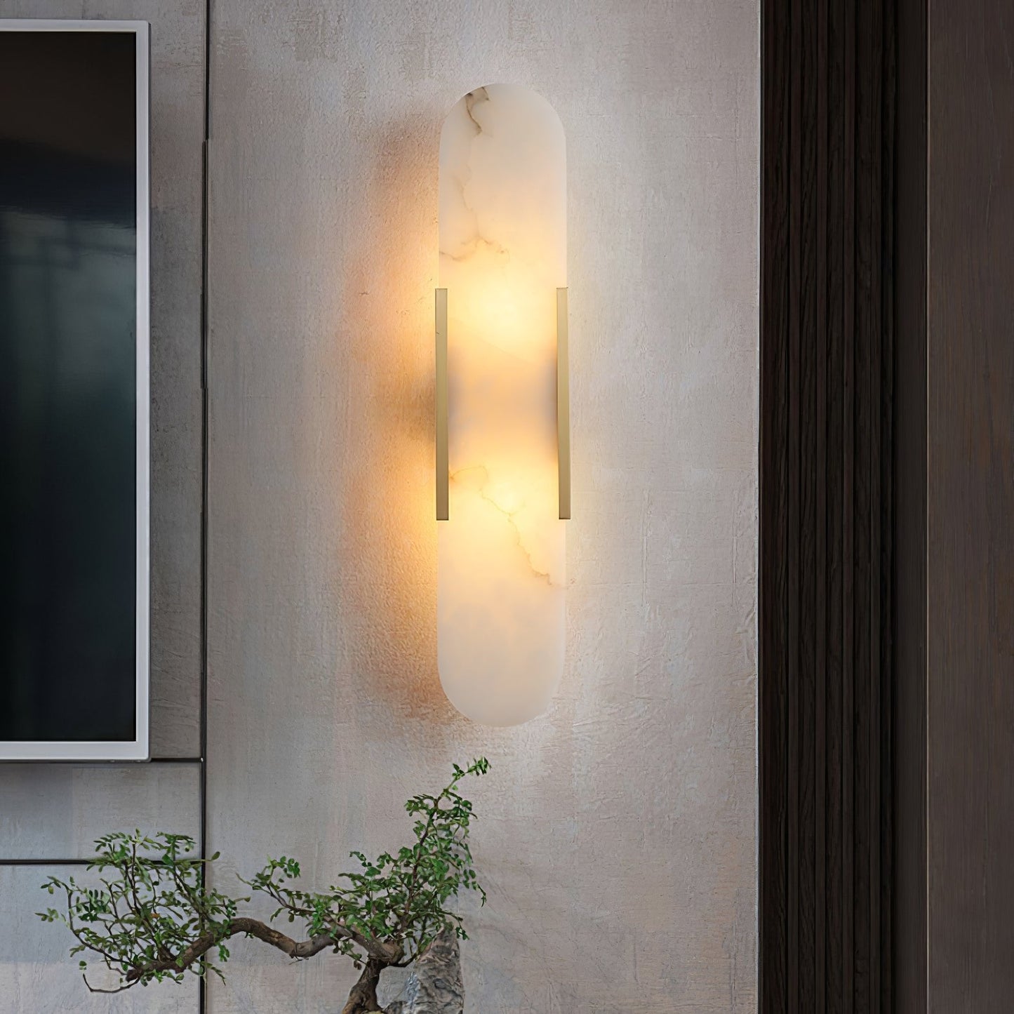 Oblong Alabaster Plug-in Wall Sconce