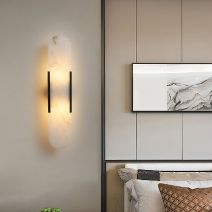 Oblong Alabaster Plug-in Wall Sconce