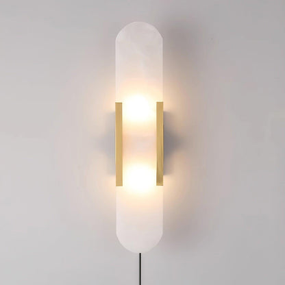 Oblong Alabaster Plug-in Wall Sconce