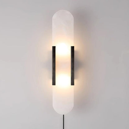 Oblong Alabaster Plug-in Wall Sconce