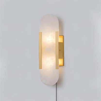 Oblong Alabaster Plug-in Wall Sconce
