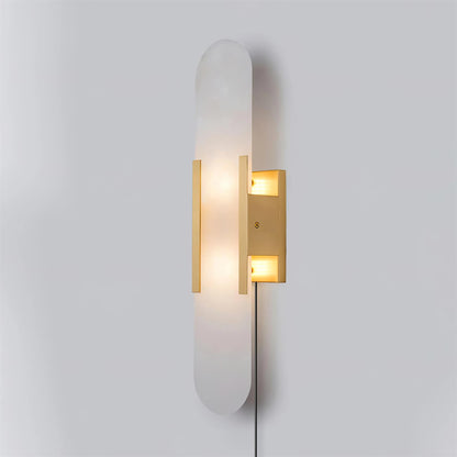 Oblong Alabaster Plug-in Wall Sconce