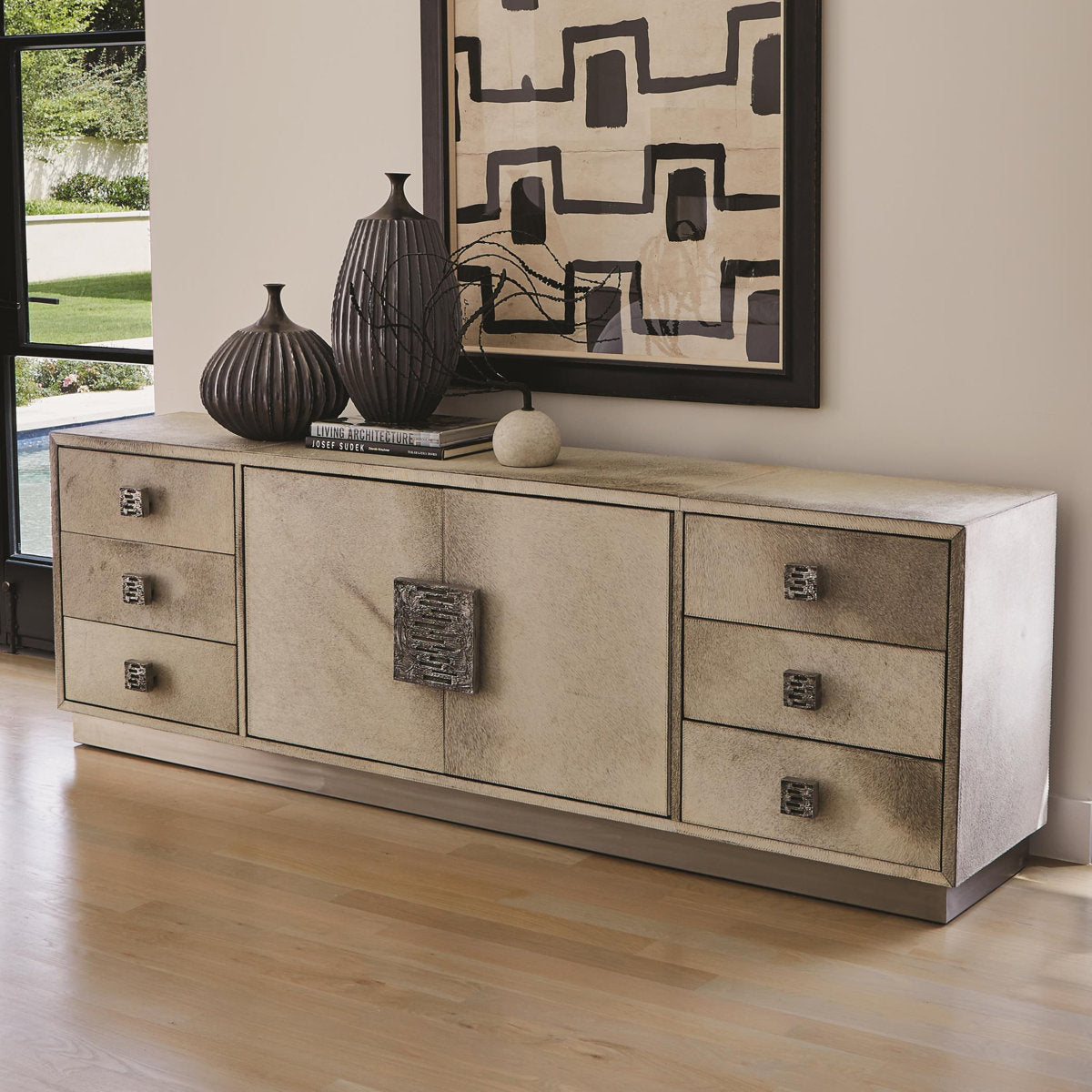 Metro Long Cabinet-Grey Hair-on-Hide