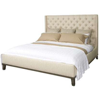 Michael Weiss King Tufted Upholstered Low Profile Panel Bed