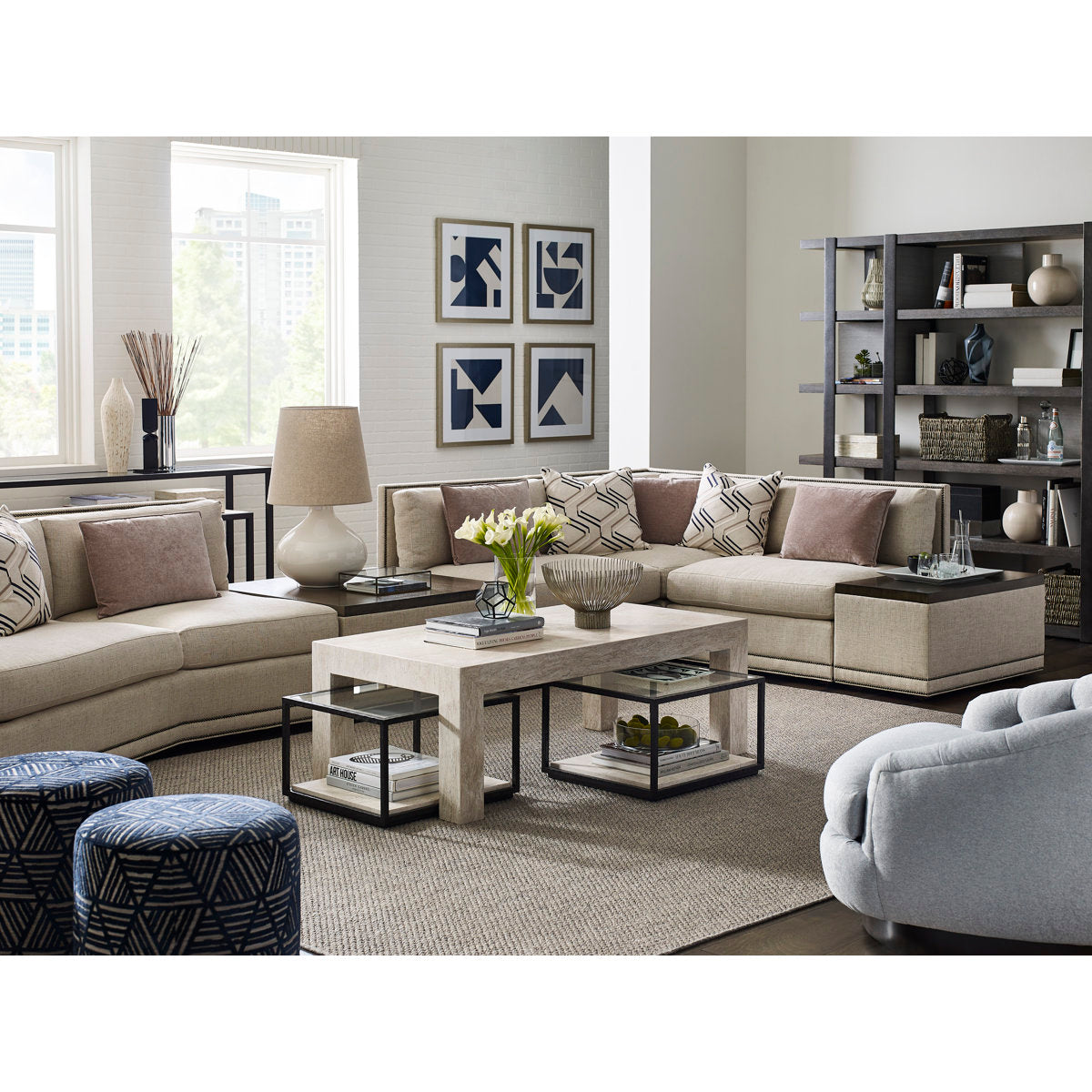 Michael Weiss Langston Upholstered Swivel Barrel Chair