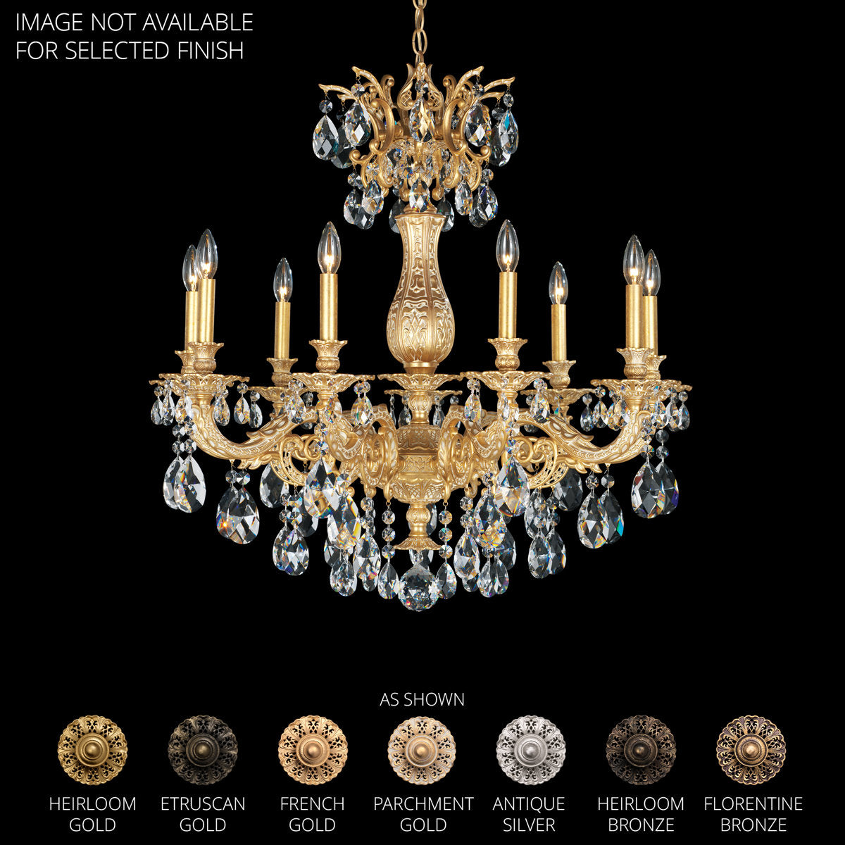 Milano 9 Light 30in x 31in Chandelier in Heirloom Gold with Clear Radiance Crystals