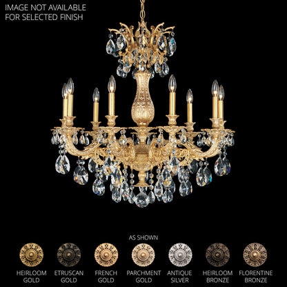 Milano 9 Light 30in x 31in Chandelier in Heirloom Gold with Clear Radiance Crystals