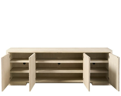 Modern Aurora 96" Wide Light Oak Carved Concrete Credenza