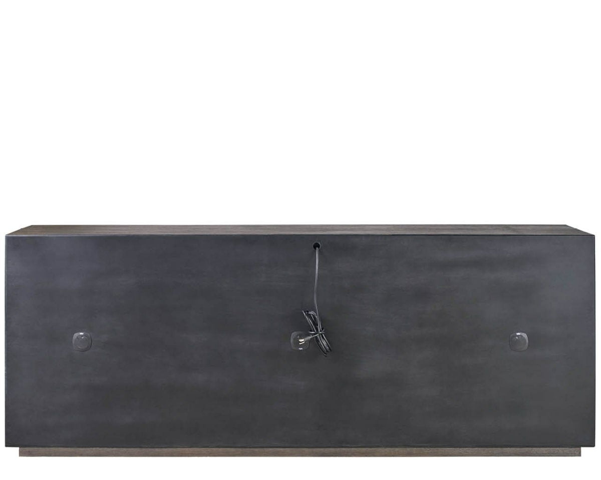 Modern Blossom 96" Wide Dark Oak Leather Petal Credenza