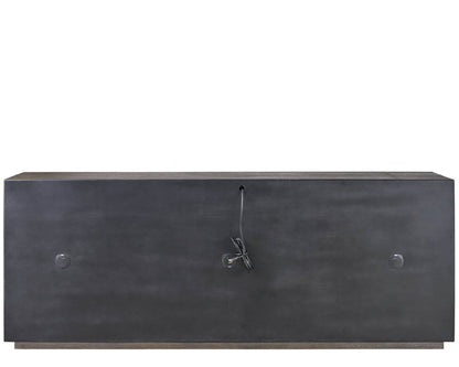 Modern Blossom 96" Wide Dark Oak Leather Petal Credenza