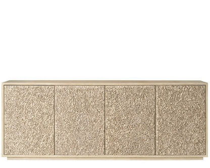 Modern Blossom Light Oak Four Door Leather Credenza 96" Wide