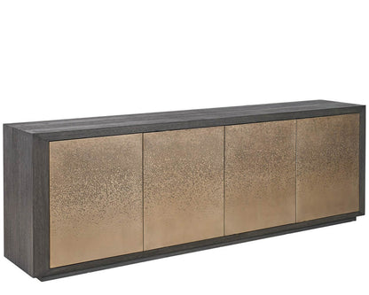 Modern Nova 96" Wide Smoked Gold Dark Oak Credenza