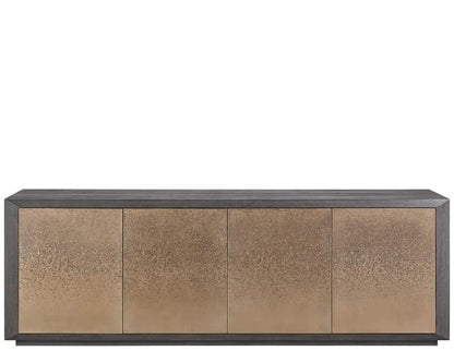 Modern Nova 96" Wide Smoked Gold Dark Oak Credenza