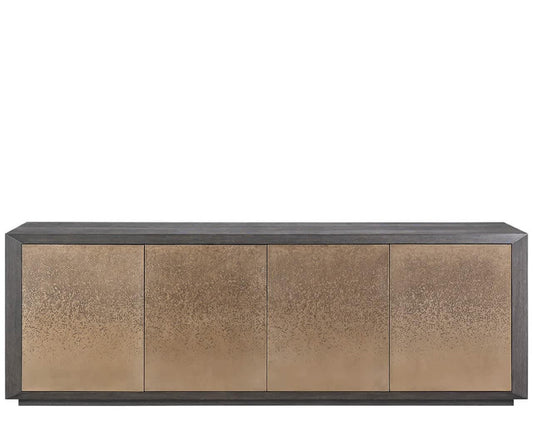 Modern Nova 96" Wide Smoked Gold Dark Oak Credenza