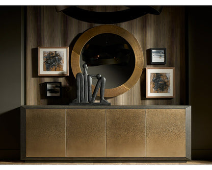 Modern Nova 96" Wide Smoked Gold Dark Oak Credenza