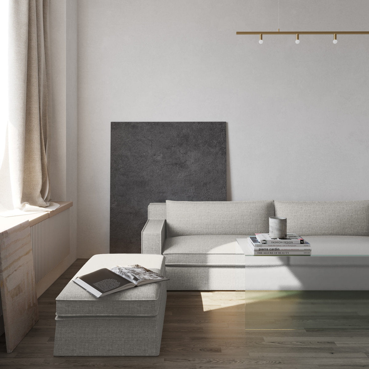 Mulberry Square Track-Arm Extra Long Sofa with Flange Seam