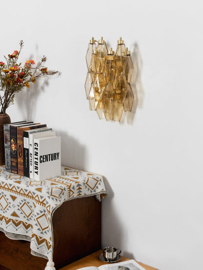 Rhombus Amber Glass Wall Lamp