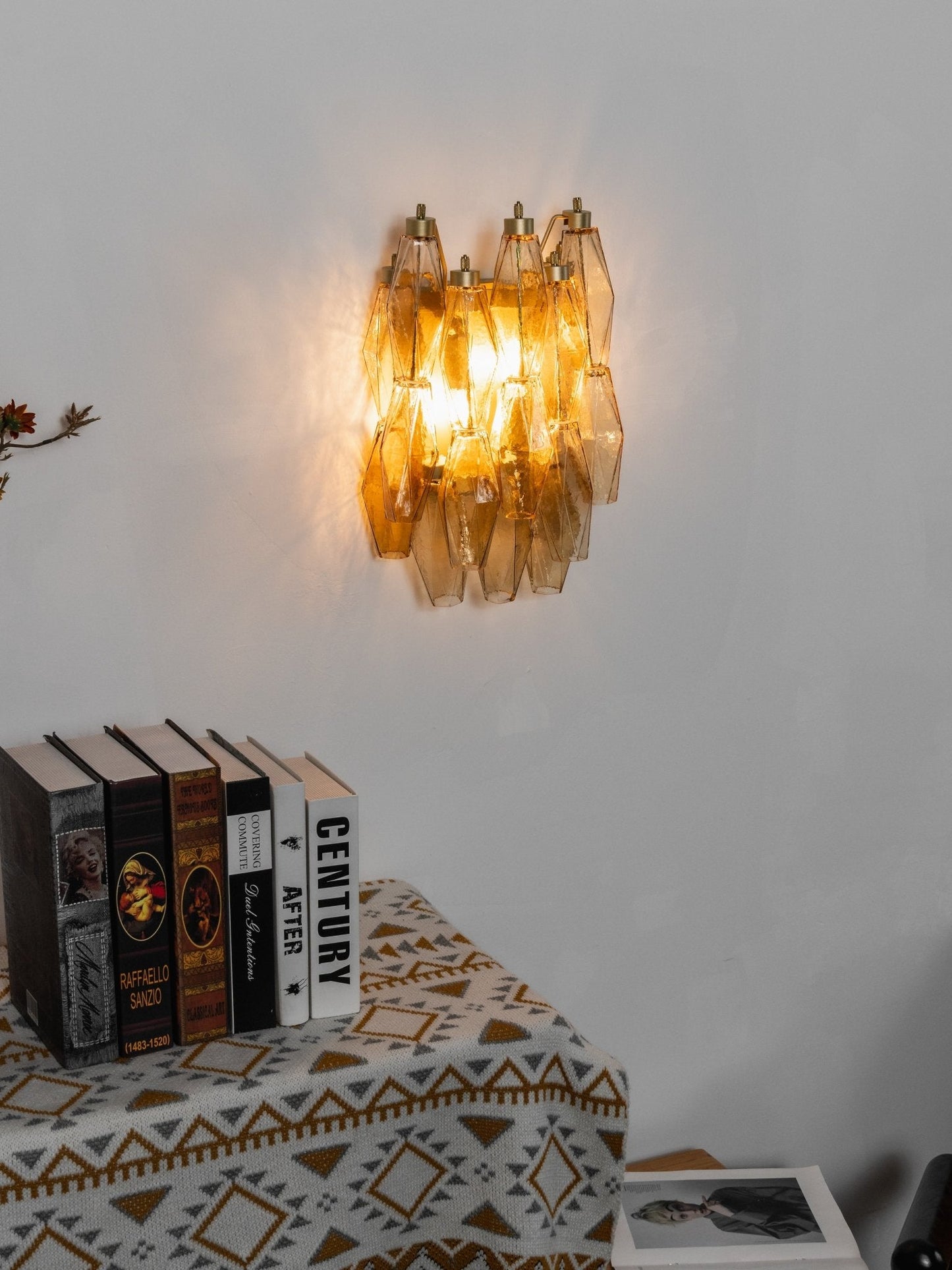 Rhombus Amber Glass Wall Lamp
