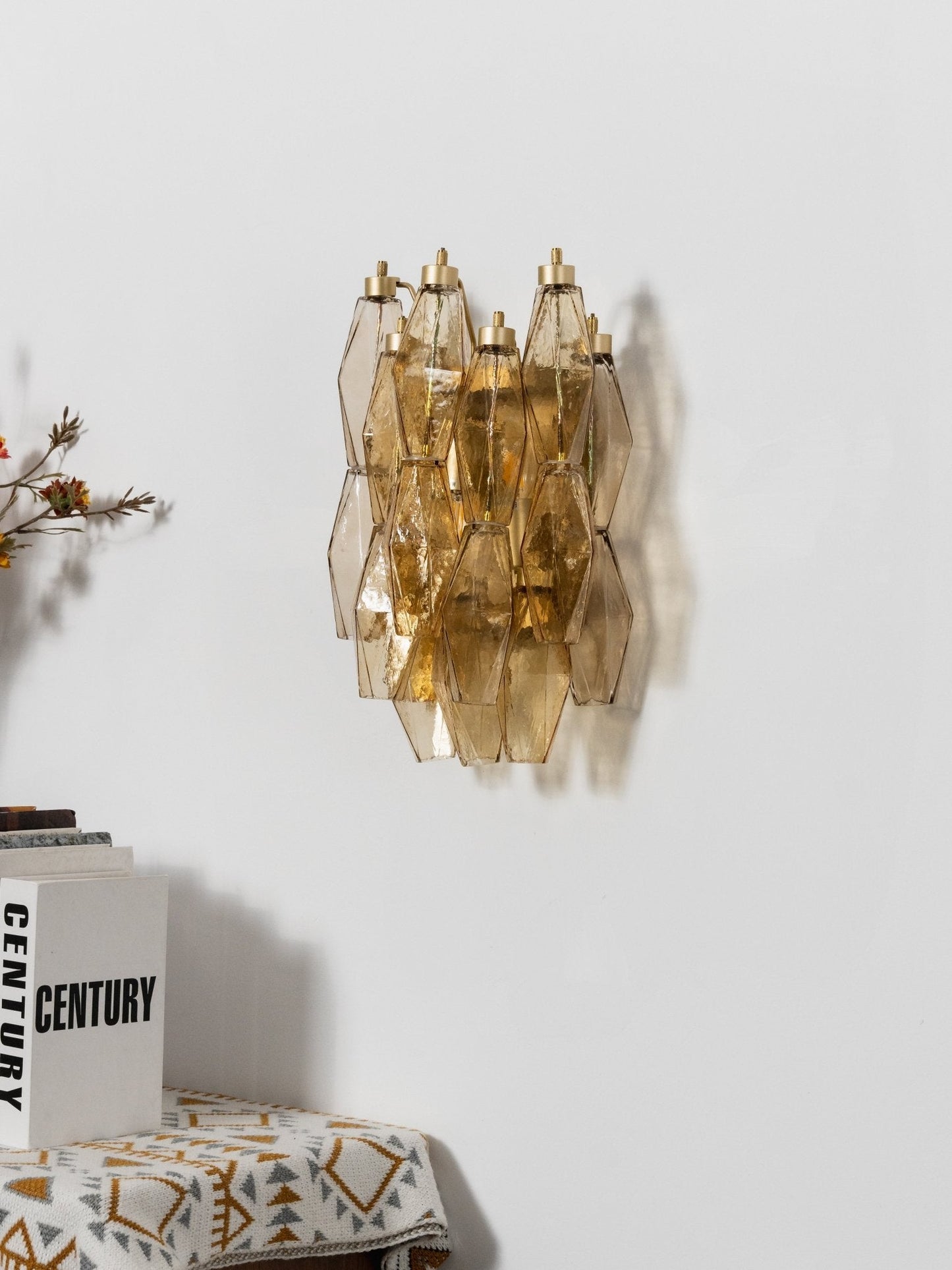 Rhombus Amber Glass Wall Lamp