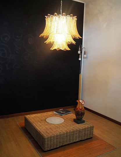 Amber Glass Leaf Chandelier