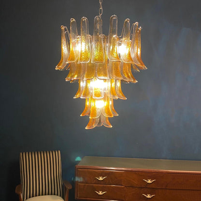 Amber Glass Petals Chandelier