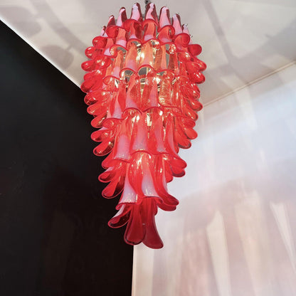 Glass Red Petals Spiral Chandelier