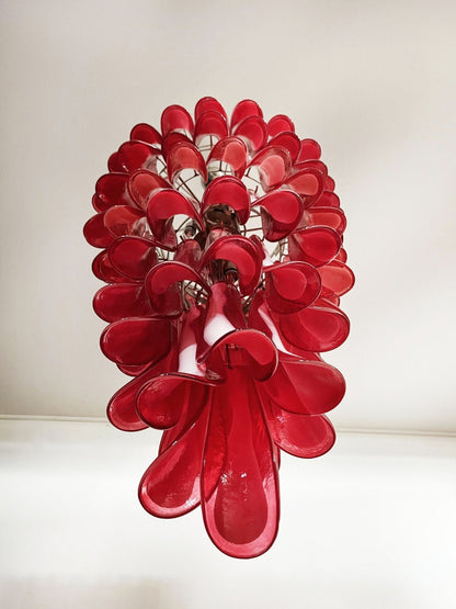 Glass Red Petals Spiral Chandelier