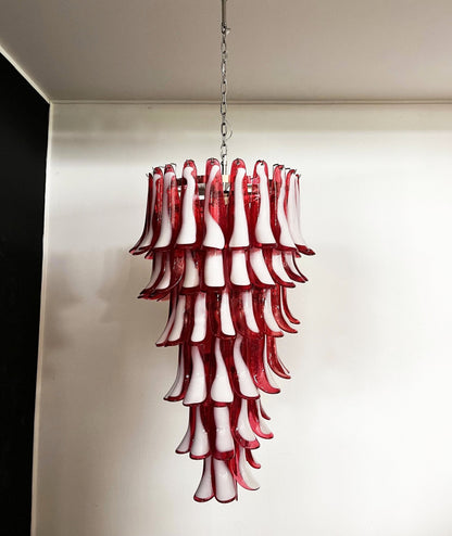 Glass Red Petals Spiral Chandelier