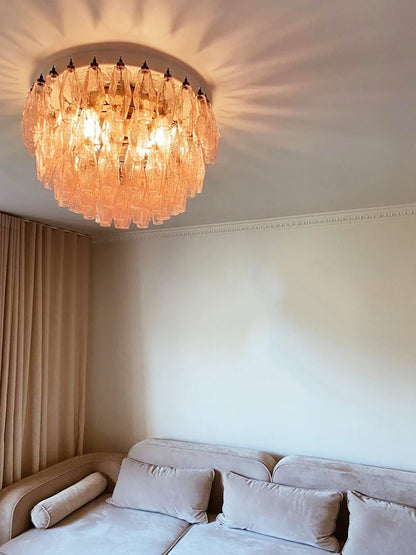 Rhombus Pink Glass Ceiling Lamp