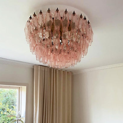 Rhombus Pink Glass Ceiling Lamp