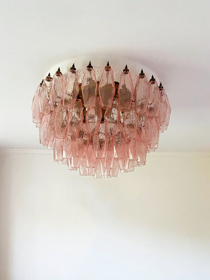 Rhombus Pink Glass Ceiling Lamp
