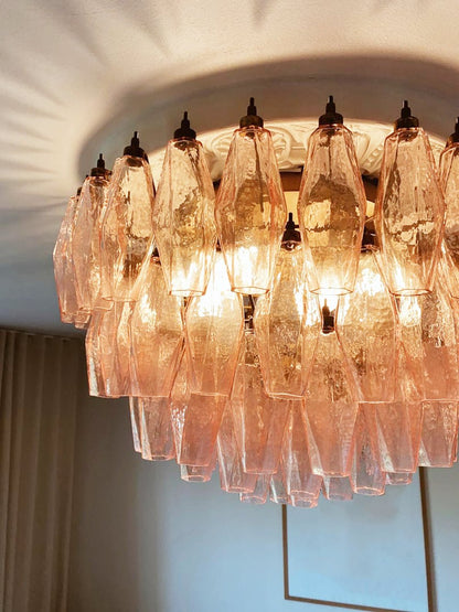 Rhombus Pink Glass Ceiling Lamp