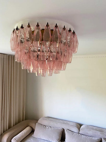 Rhombus Pink Glass Ceiling Lamp
