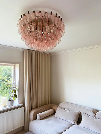 Rhombus Pink Glass Ceiling Lamp