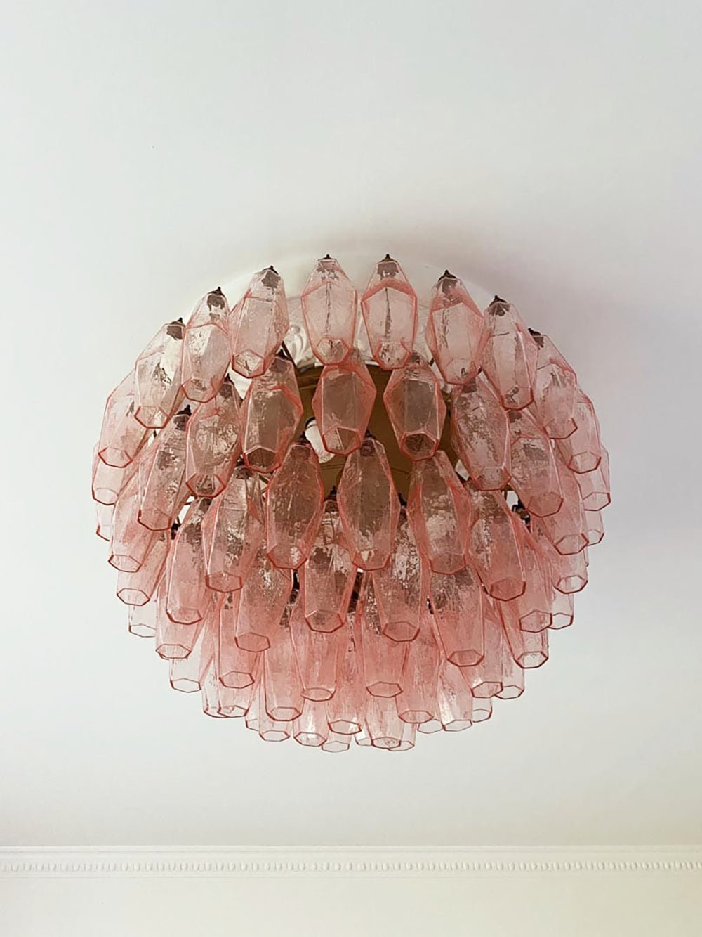 Rhombus Pink Glass Ceiling Lamp