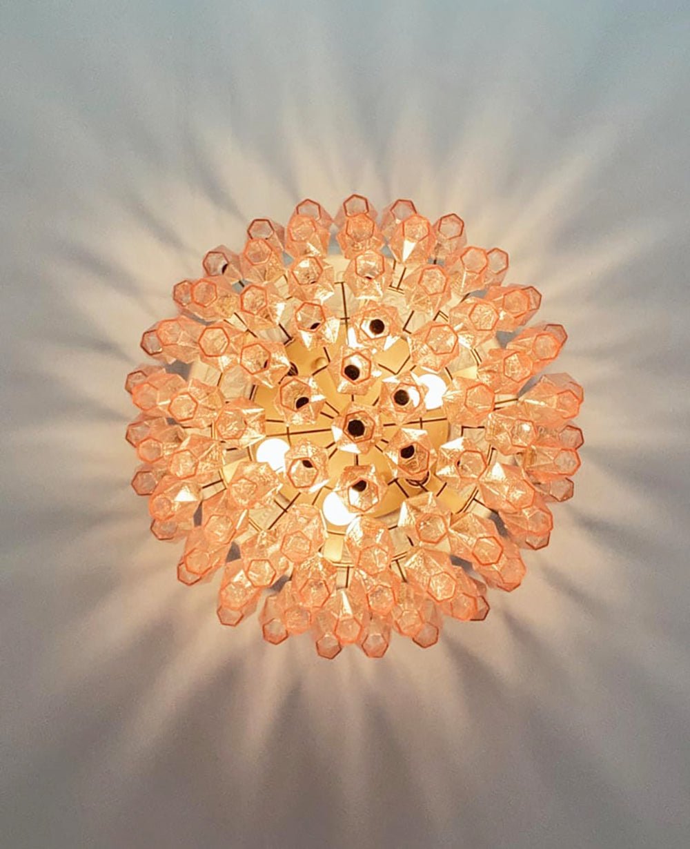 Rhombus Pink Glass Ceiling Lamp