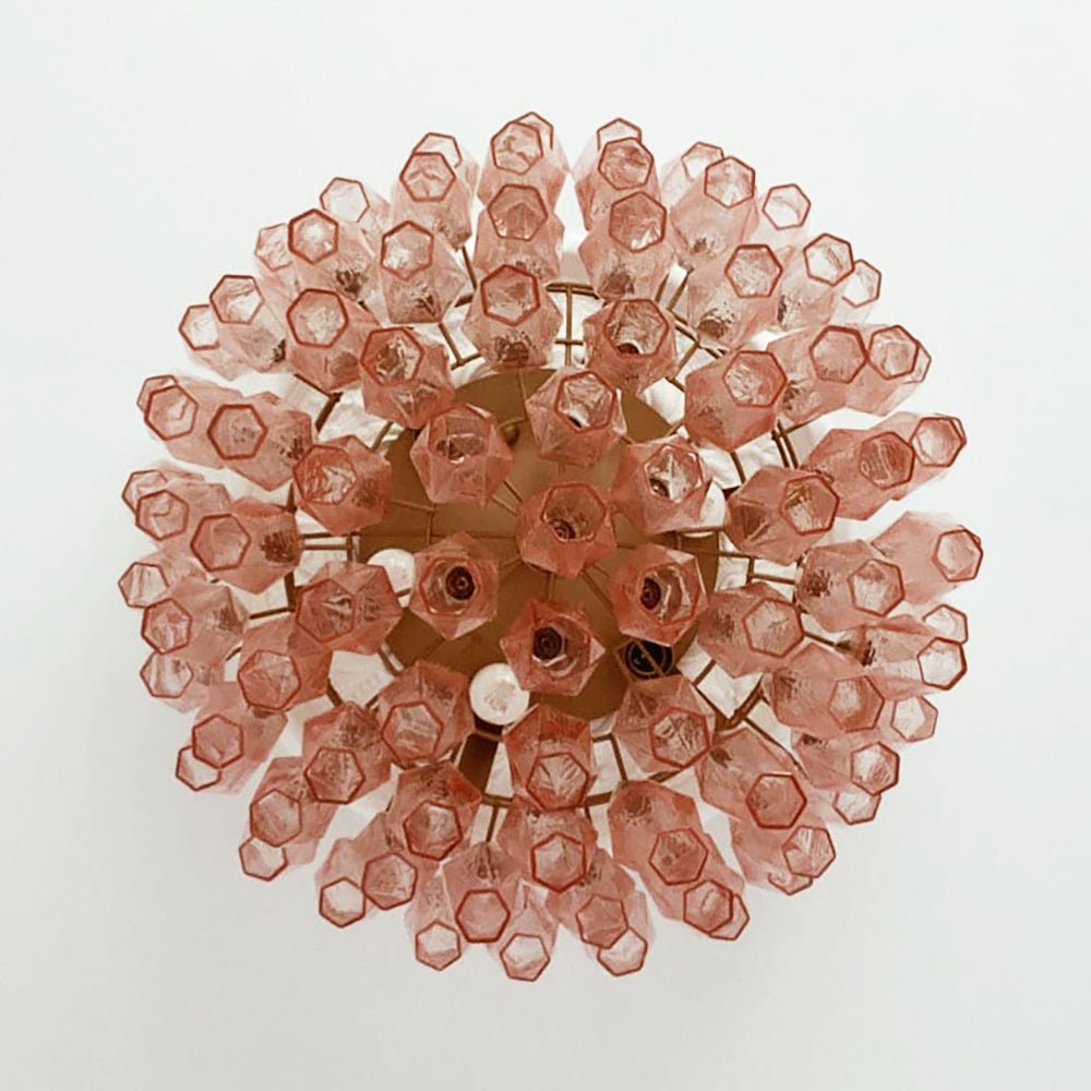Rhombus Pink Glass Ceiling Lamp