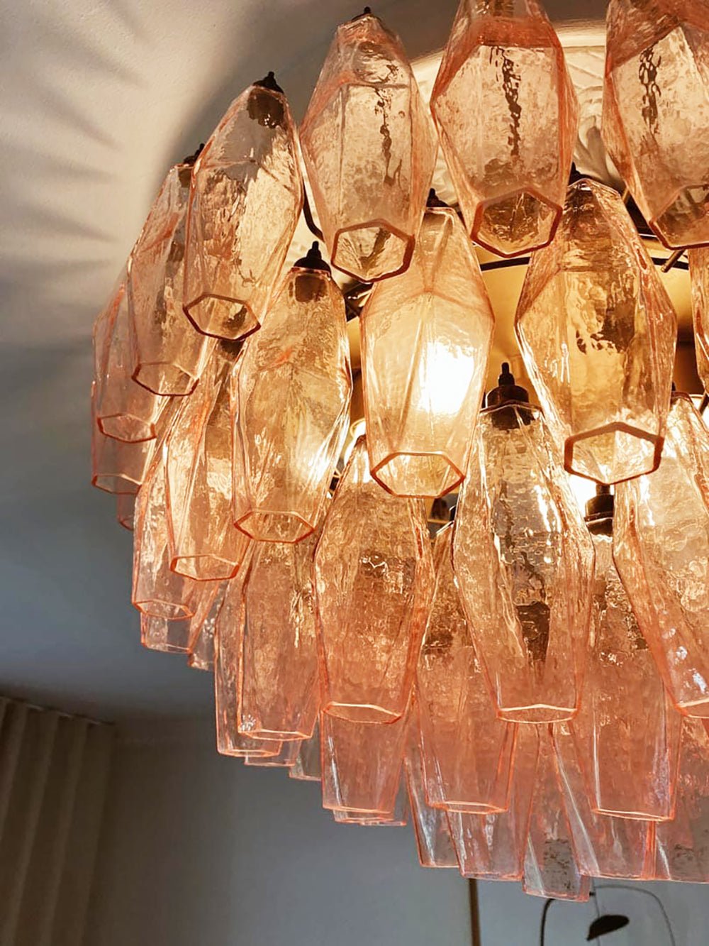 Rhombus Pink Glass Ceiling Lamp