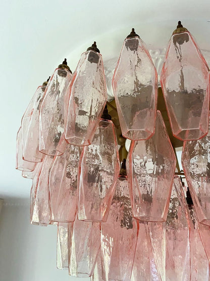 Rhombus Pink Glass Ceiling Lamp