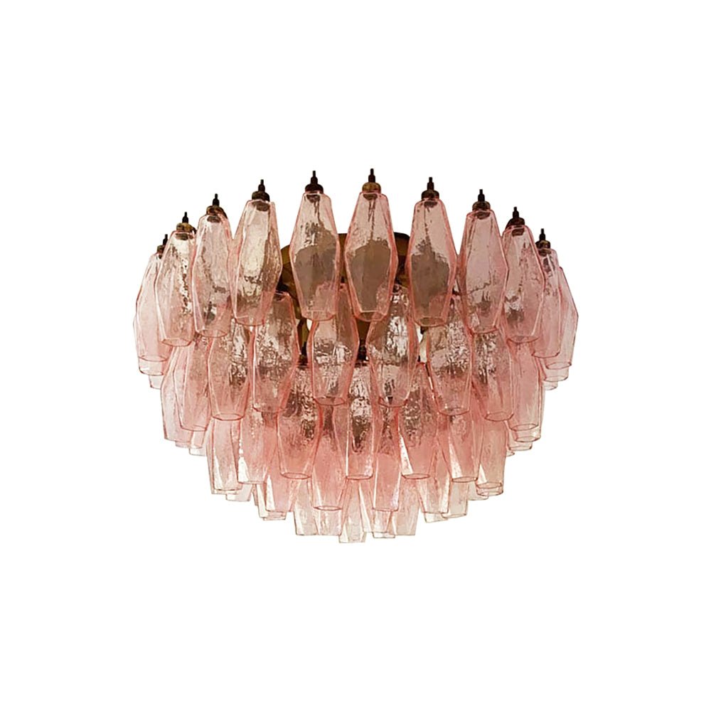 Rhombus Pink Glass Ceiling Lamp