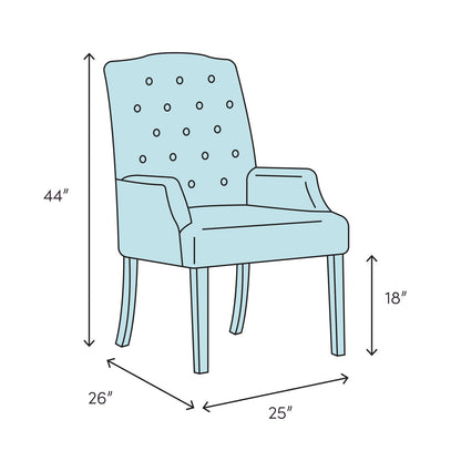 Muslin Upholstered Arm Chair in Gold