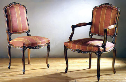 Muslin Upholstered Arm Chair in Red/Orange