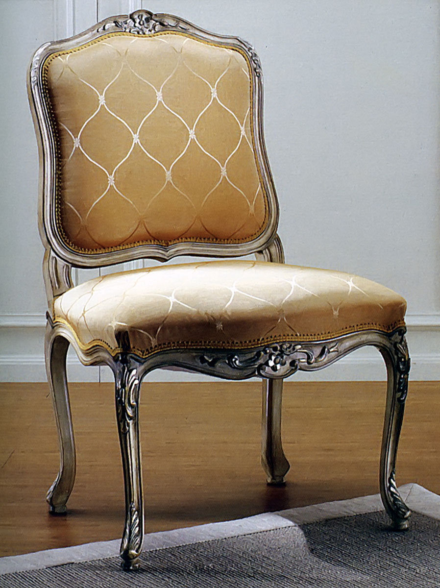 Muslin Upholstered Side Chair in Gold