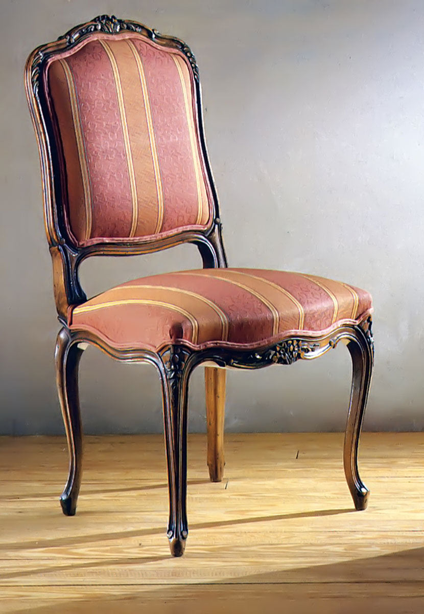 Muslin Upholstered Side Chair in Red/Orange