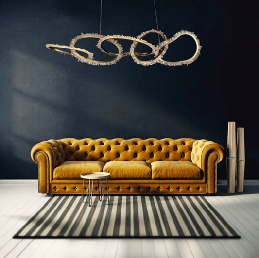 Natural Quartz 5 Rings Chandelier Lighting