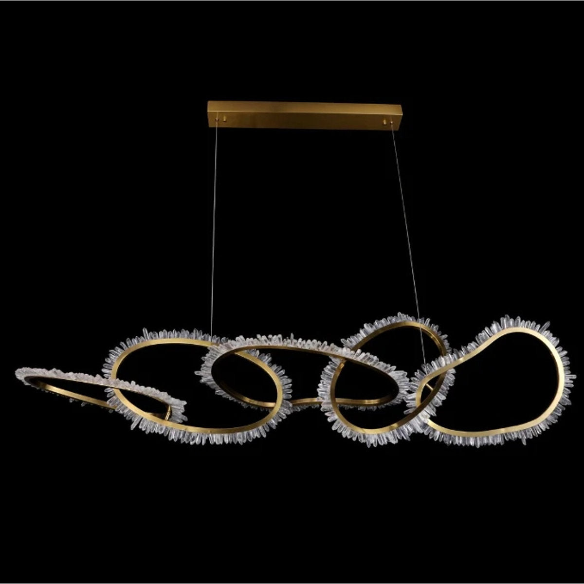 Natural Quartz 5 Rings Chandelier Lighting